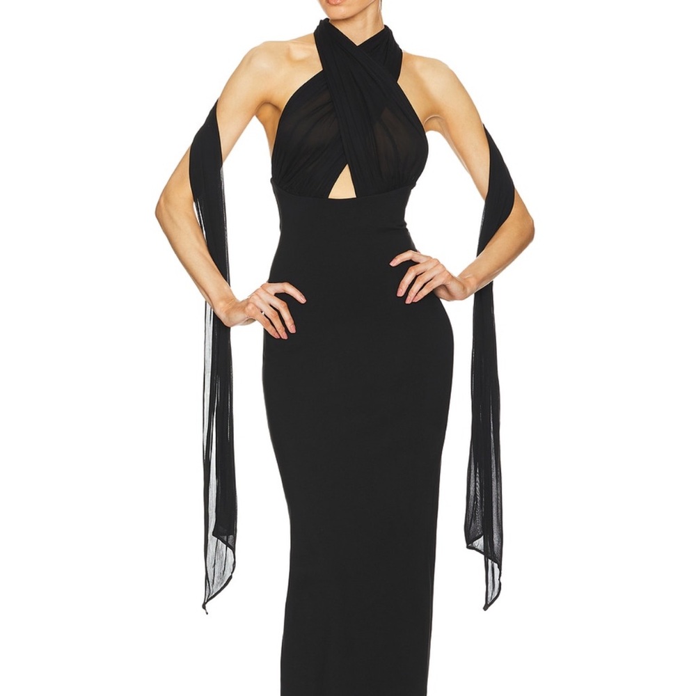 HELSA Black Amber Halter Dress